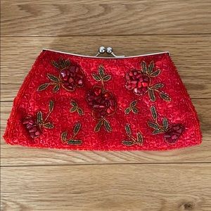 Brand New With Tags Red Beaded Clutch
